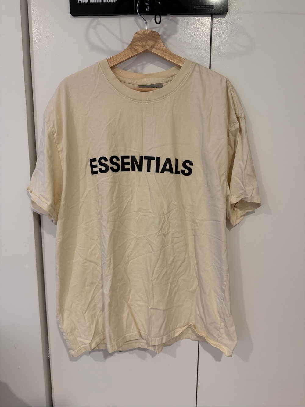 ESSENTIALS Men's Cream Logo T-Shirt - Size L